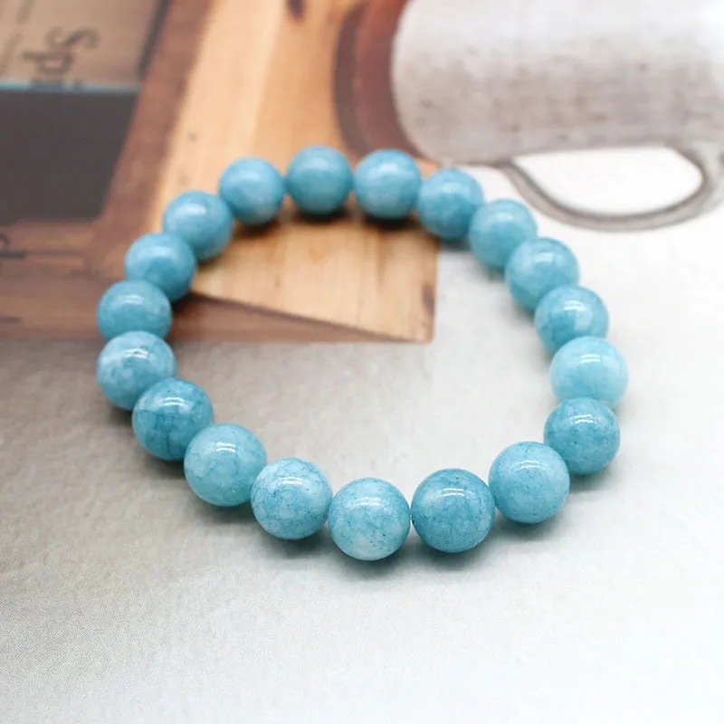Natural Aquamarin Agat  Stone  Beads Bracelet