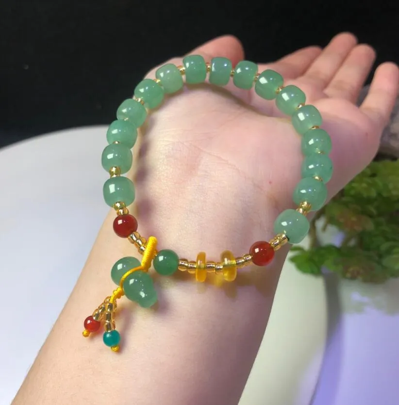 Natural Aventurine Jade Barrel Beads with Agate