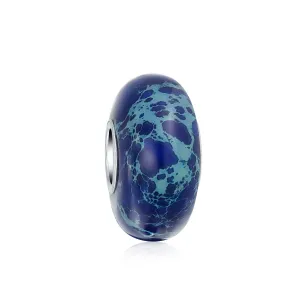 Natural Blue Jasper Gemstone Charm Bead Sterling Silver for European Bracelet