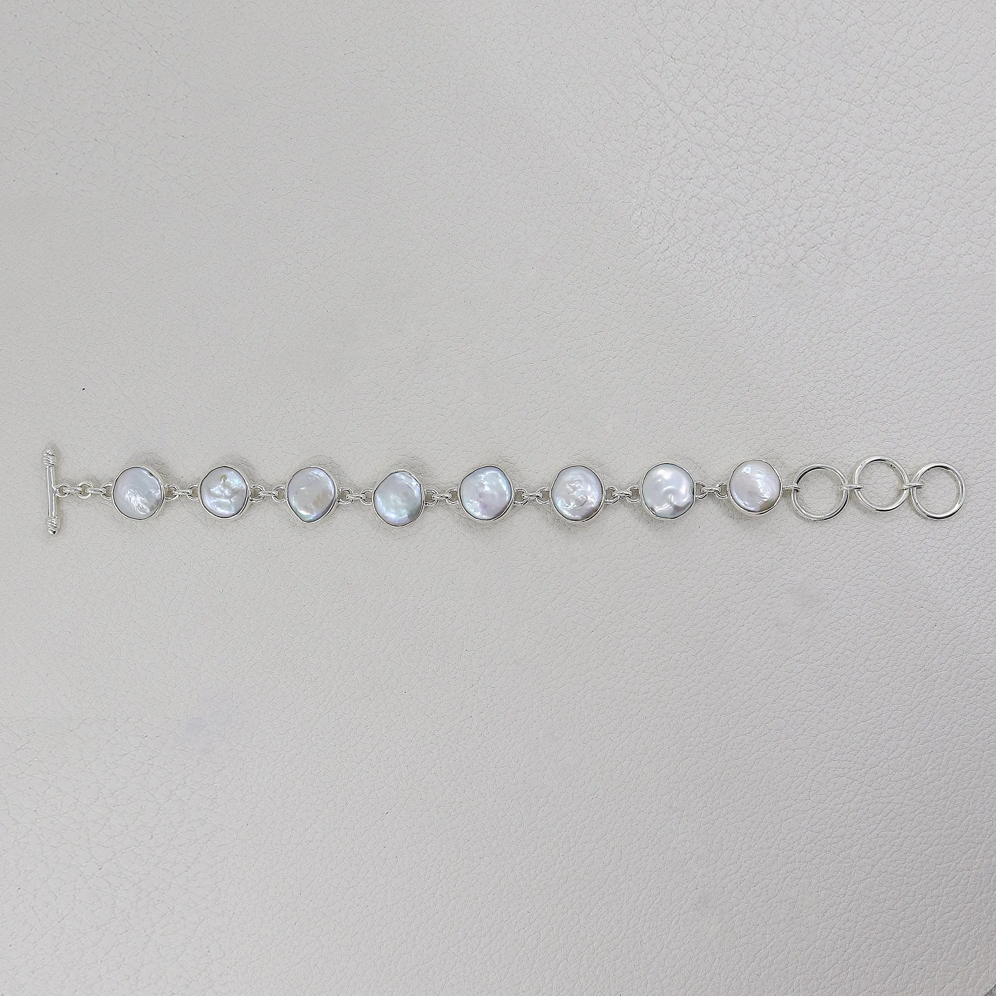 Natural Fresh Water Pearl Gemstone Designer Bracelet 925 Sterling Silver