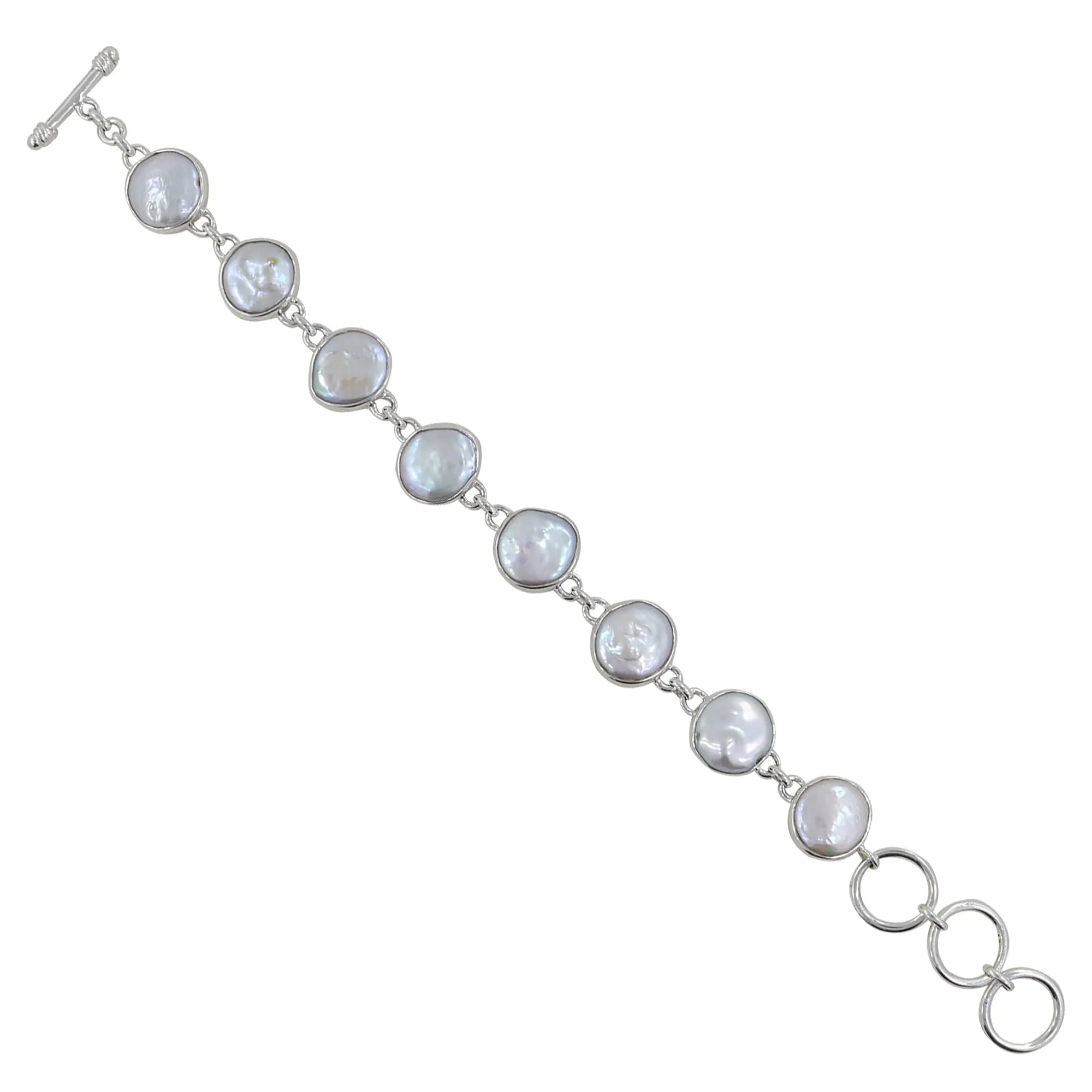 Natural Fresh Water Pearl Gemstone Designer Bracelet 925 Sterling Silver