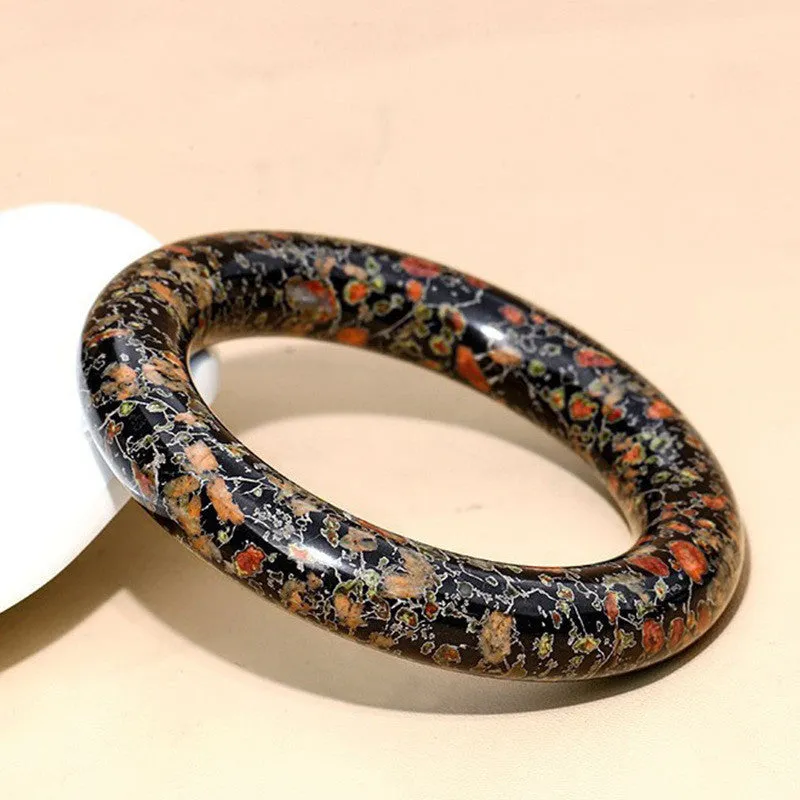 Natural Plum Blossom Jade Round Bar Jade Bracelets
