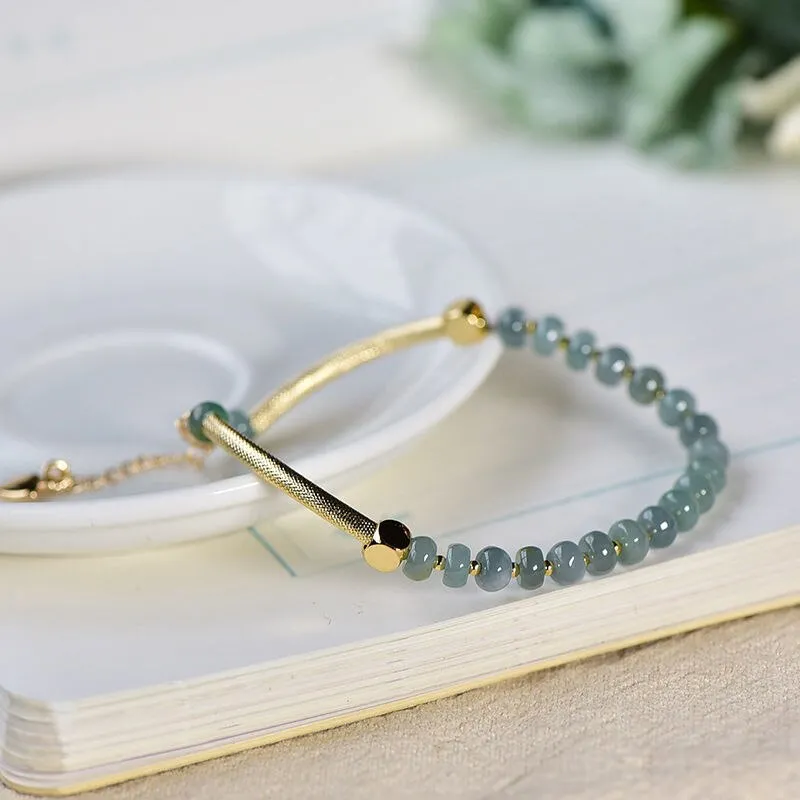 Natural Stone Abacus Beads Bracelet Jade Bangle