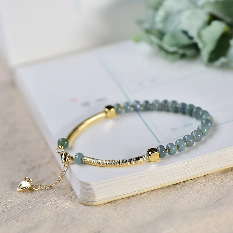 Natural Stone Abacus Beads Bracelet Jade Bangle