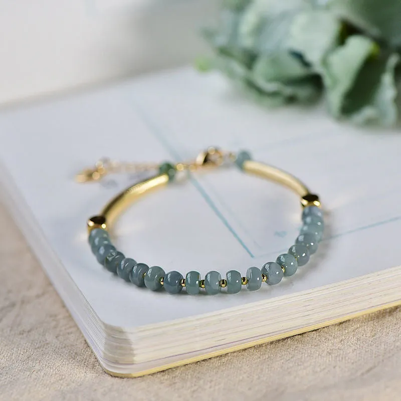 Natural Stone Abacus Beads Bracelet Jade Bangle