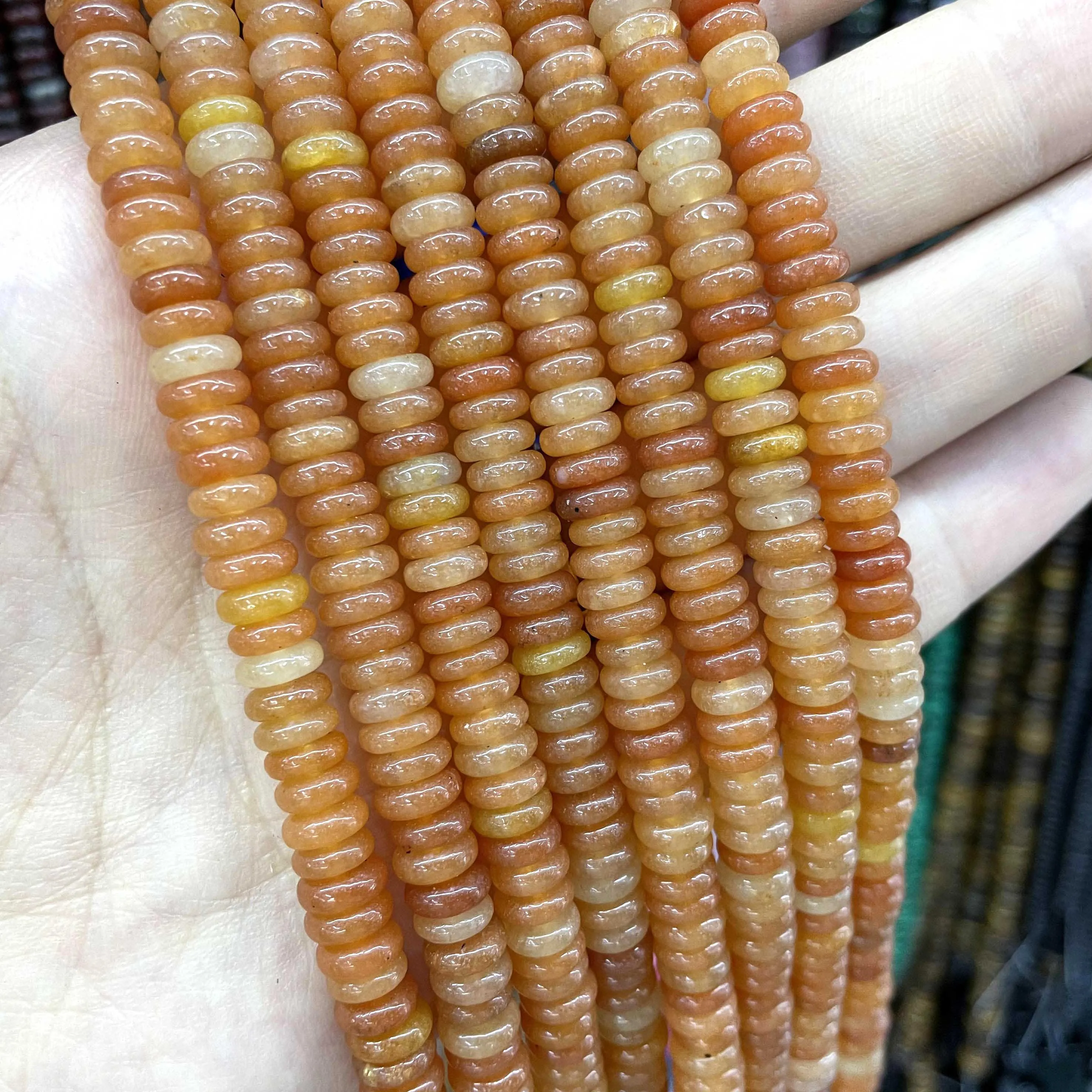 Natural Stone Agates Jades Amazonite Flat Spacer