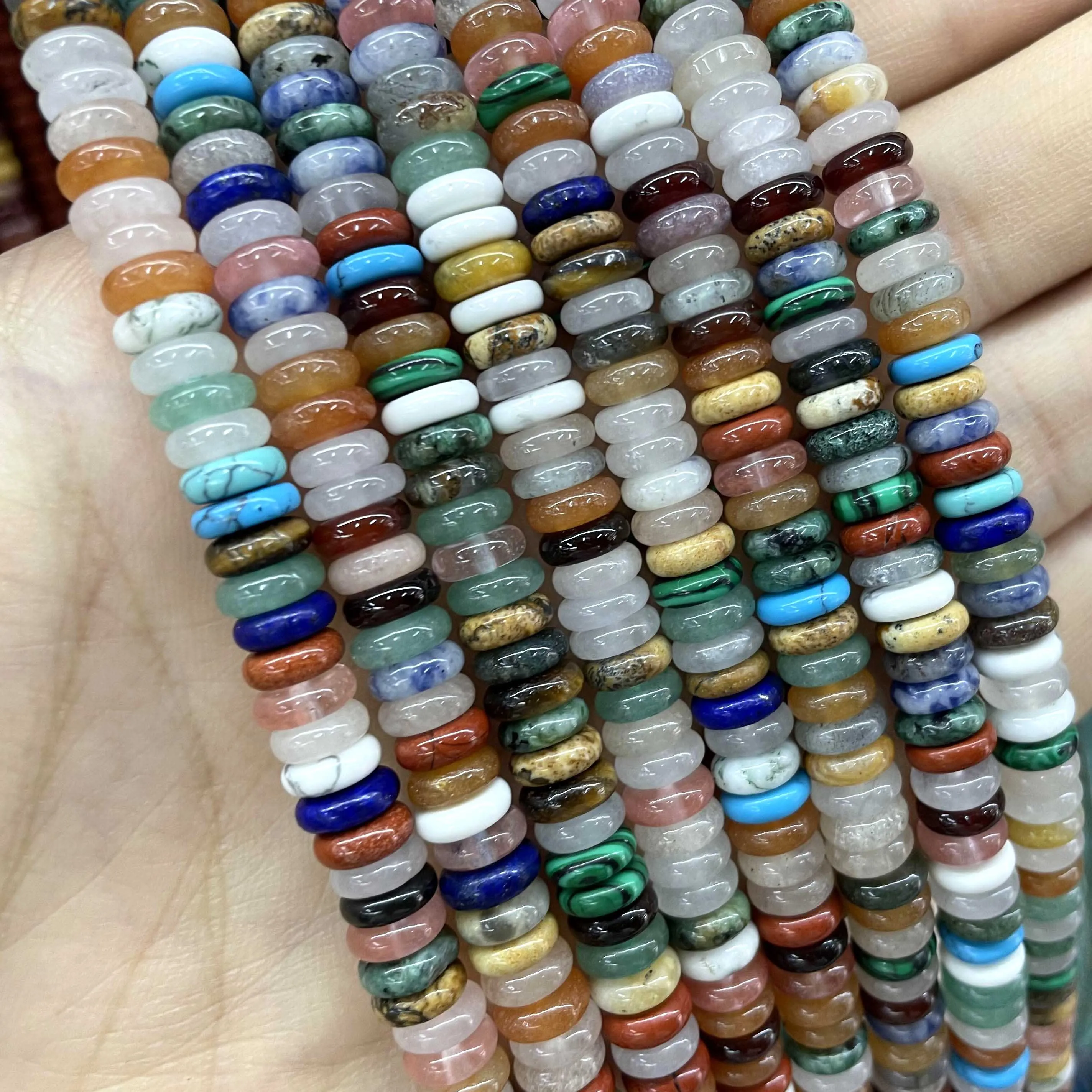 Natural Stone Agates Jades Amazonite Flat Spacer