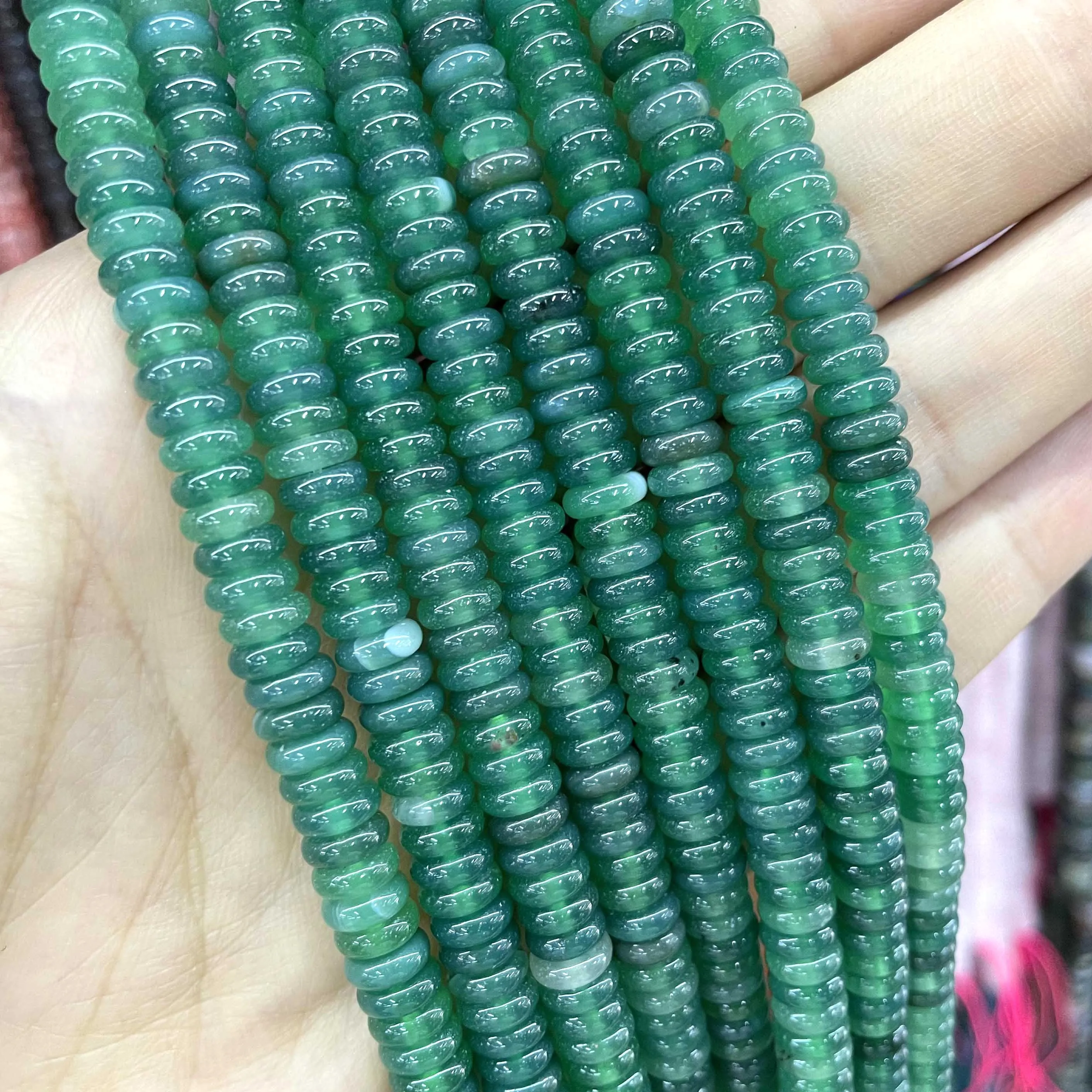 Natural Stone Agates Jades Amazonite Flat Spacer