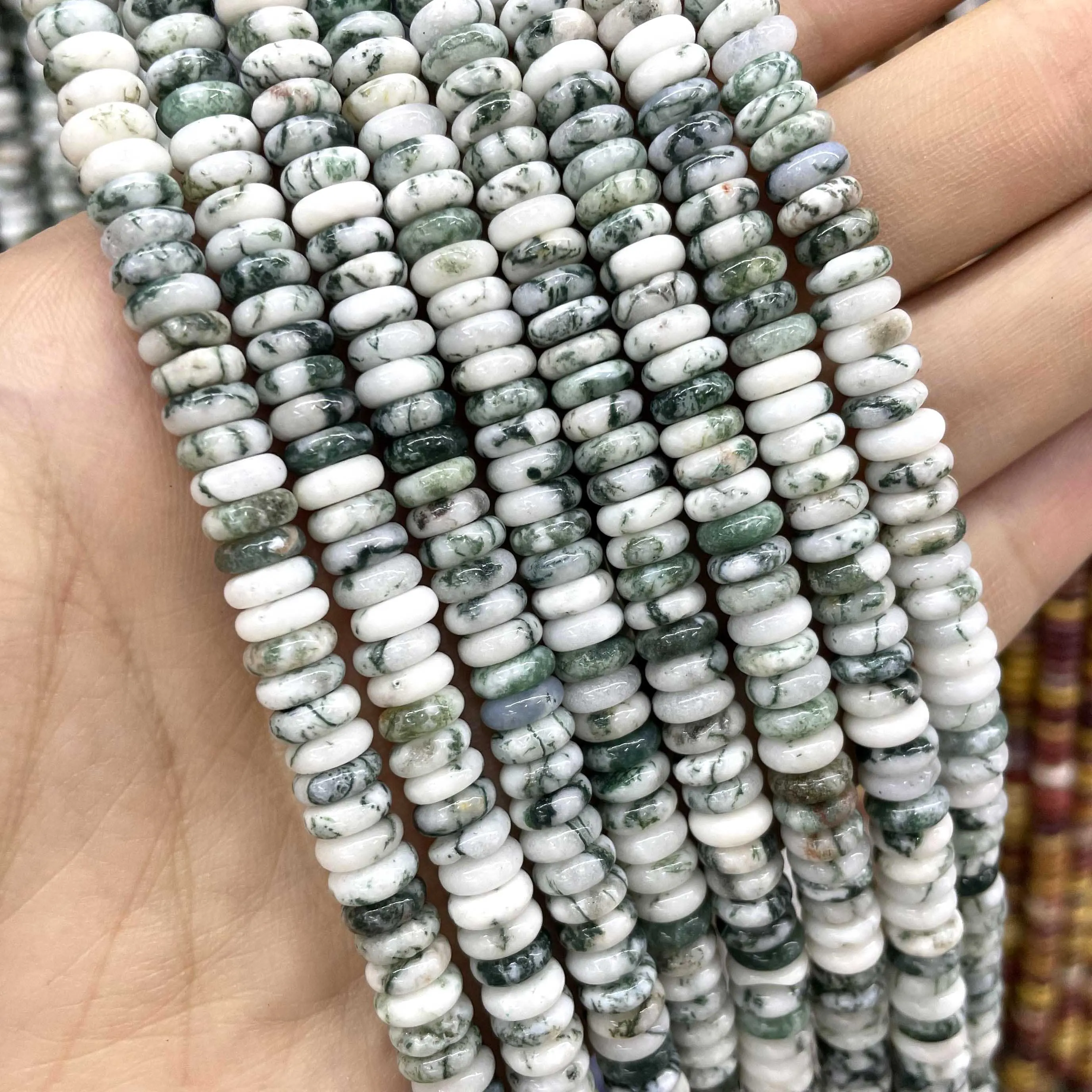 Natural Stone Agates Jades Amazonite Flat Spacer