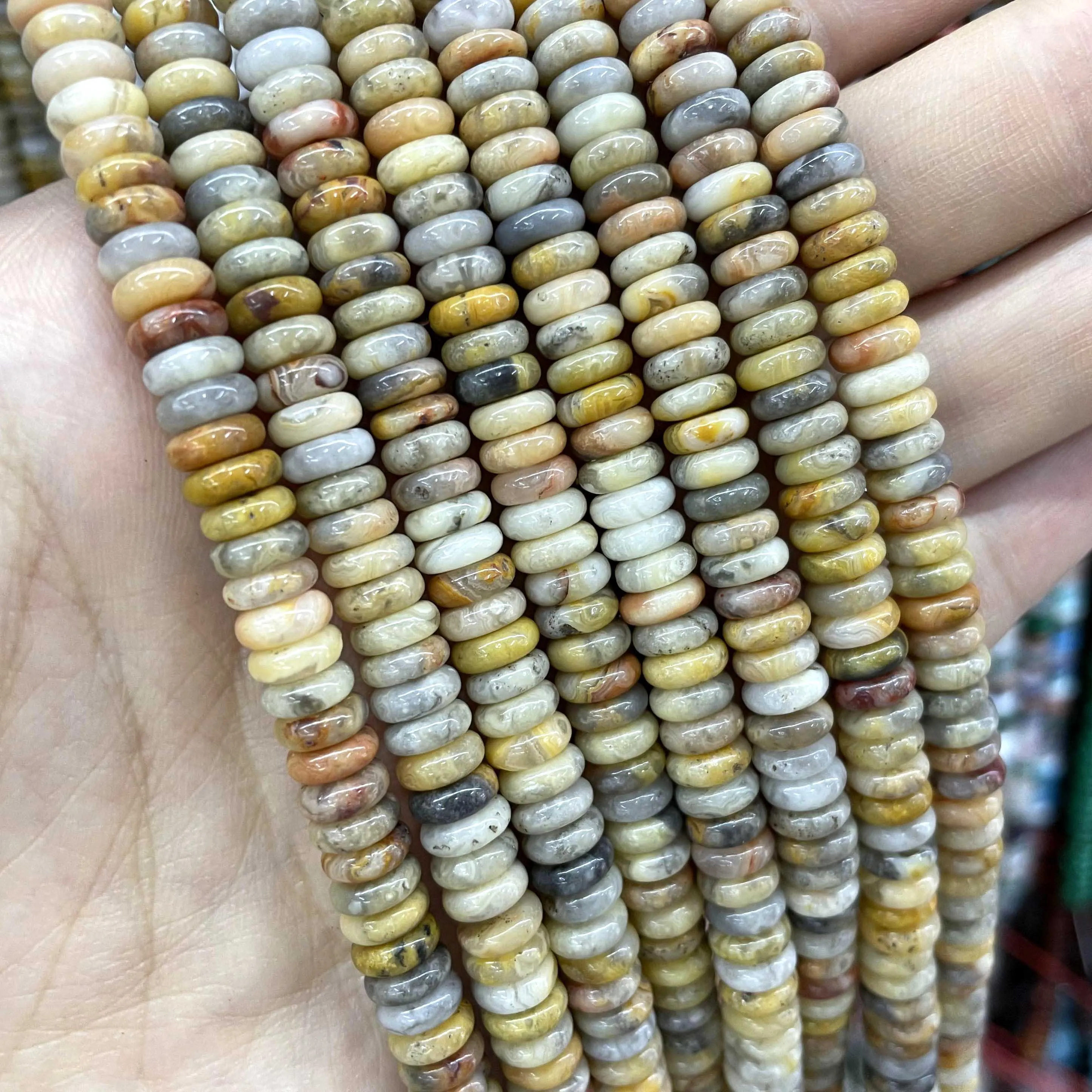 Natural Stone Agates Jades Amazonite Flat Spacer