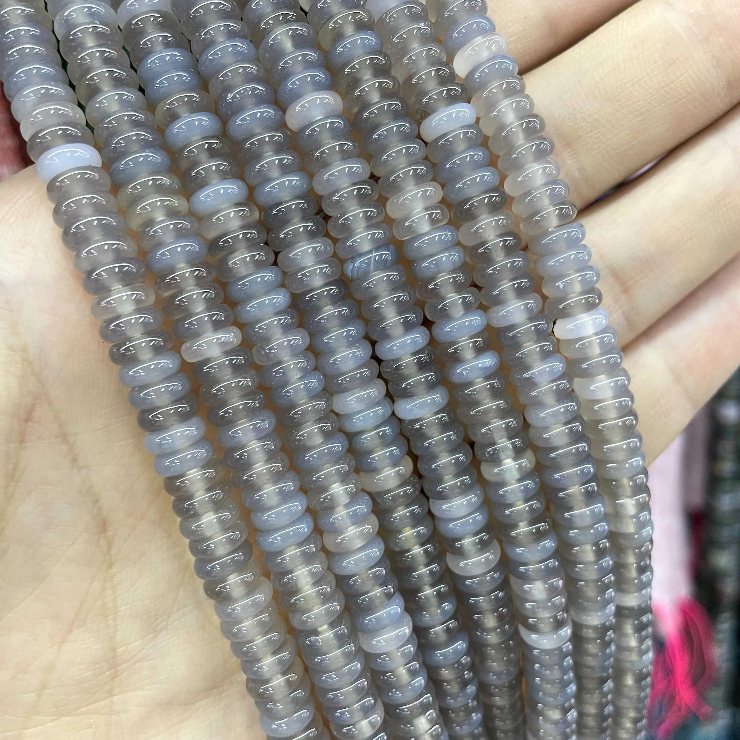 Natural Stone Agates Jades Amazonite Flat Spacer