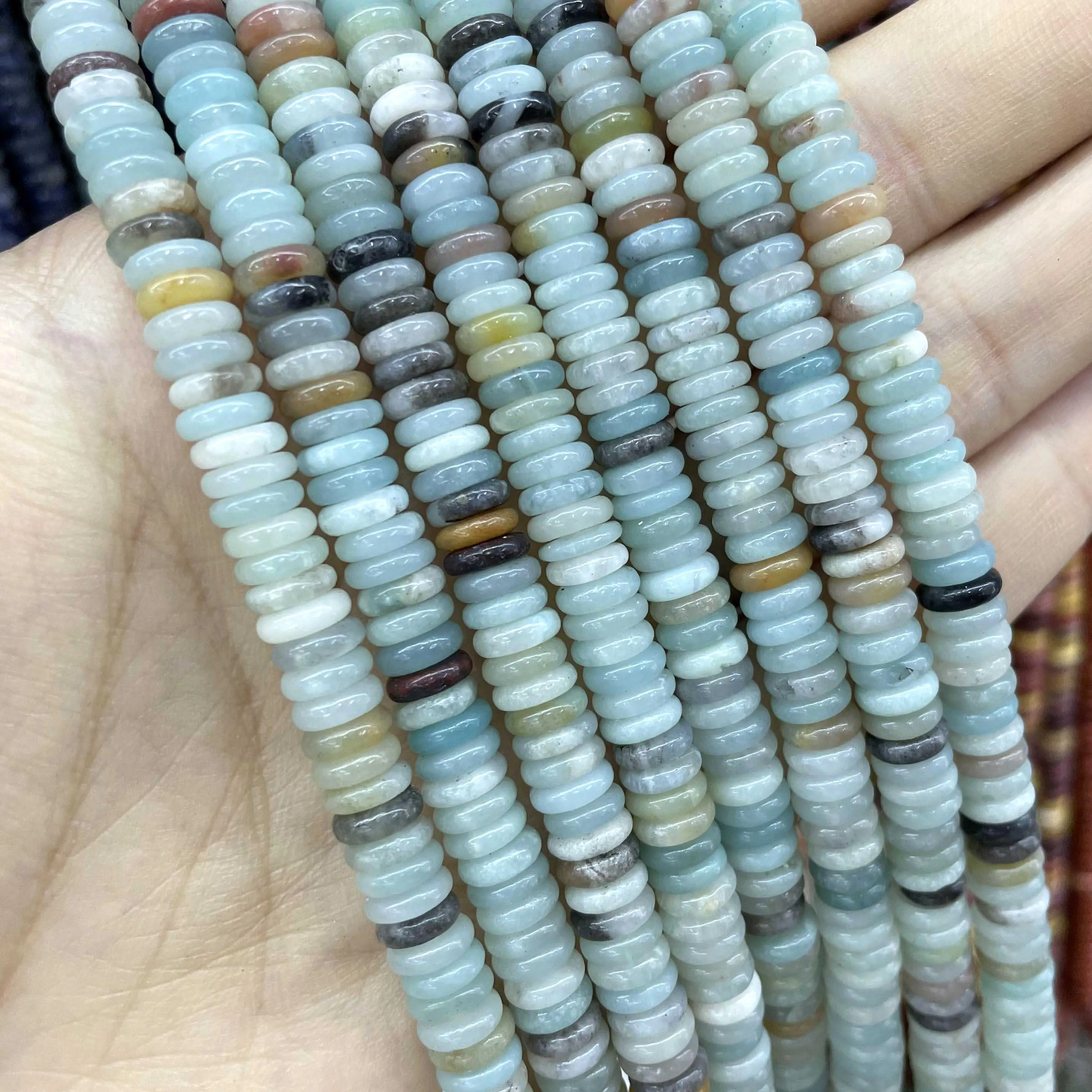 Natural Stone Agates Jades Amazonite Flat Spacer