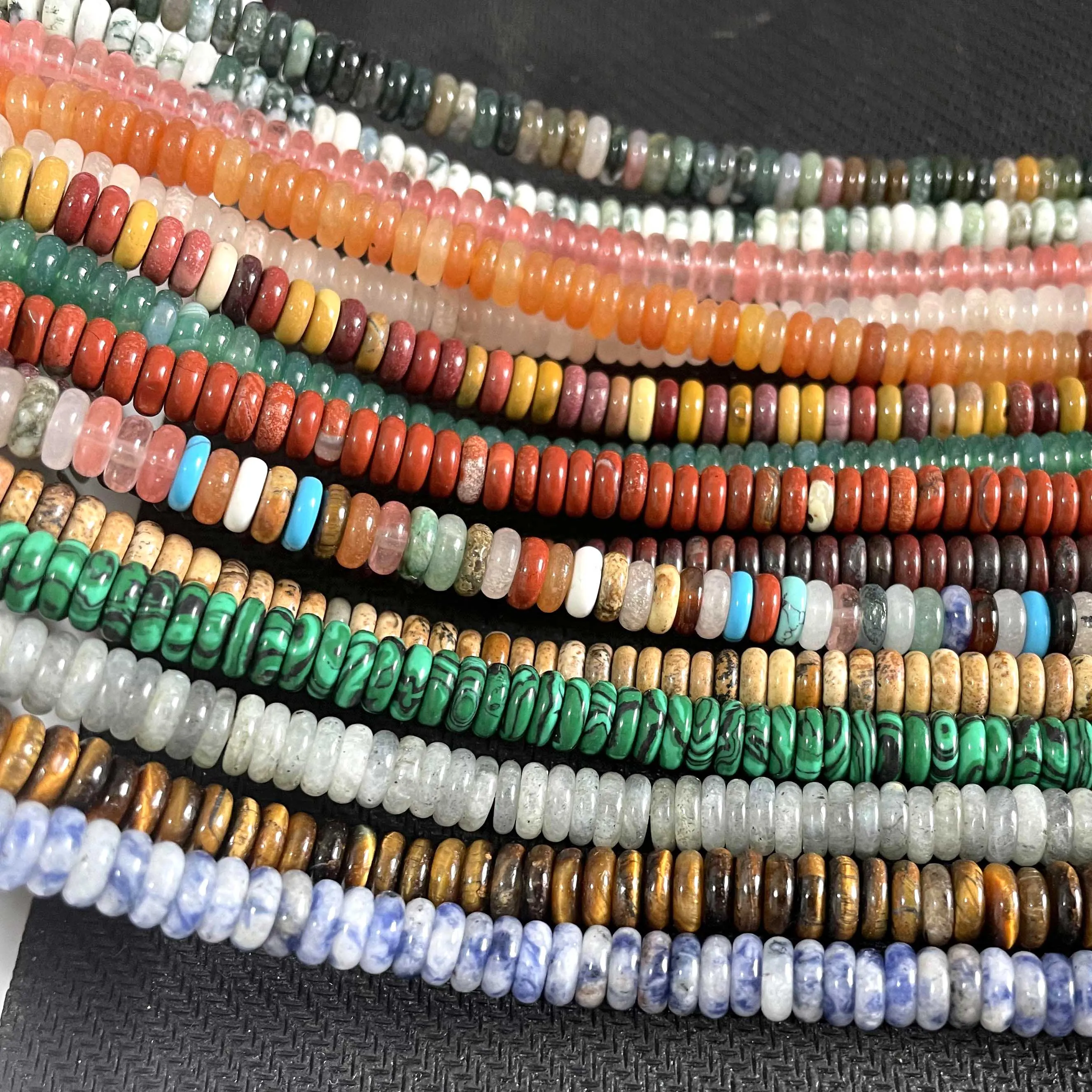 Natural Stone Agates Jades Amazonite Flat Spacer