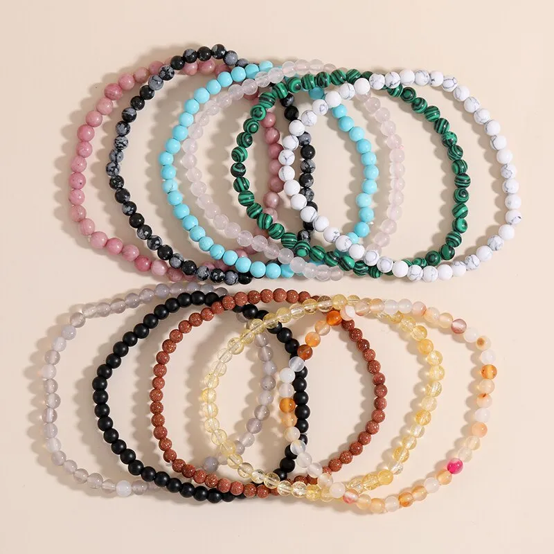 Natural Stone Beads Bracelets Simple Malachite Tiger Eye