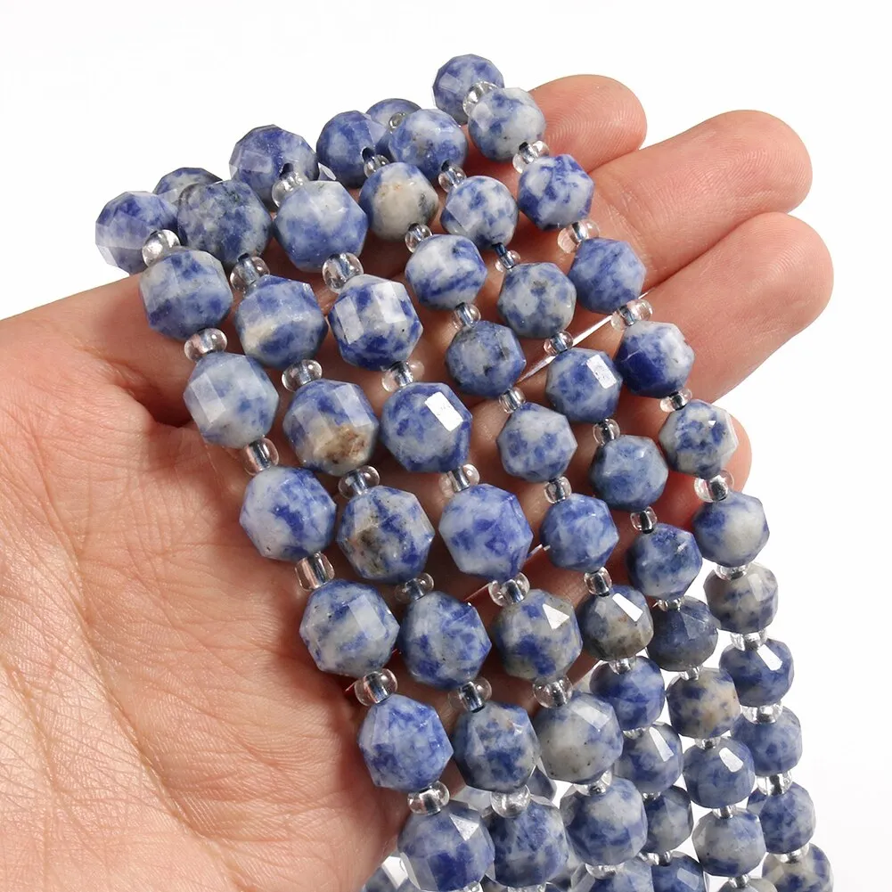 Natural Stone Beads Jades Crystal Faceted Sharp