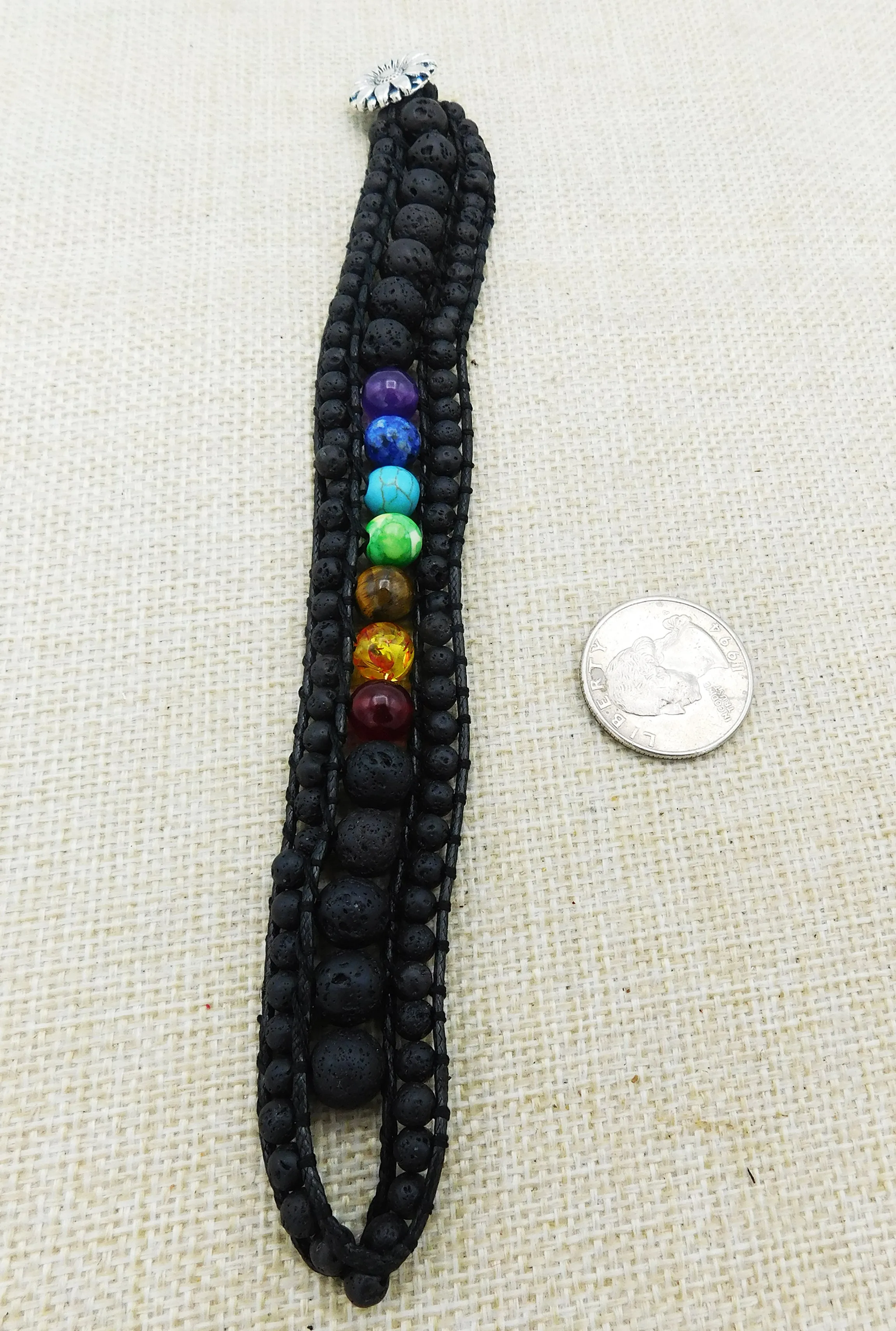 Natural Stone Bracelet Leather Jewelry Braided Women Black Colorful