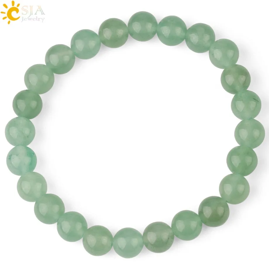 Natural Stone Elastic Bracelet Pink Quartz White