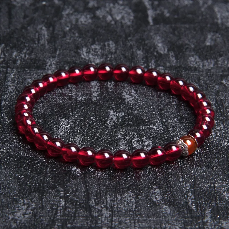 Natural Stone Handmade Bracelet Red Yoga Meditation