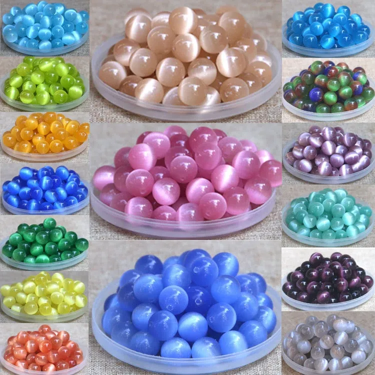 Natural Stone Pink White Moonstone Cat Eye Beads For Jewelry Making Smooth Loose Spacer Beads Opal Diy Charm Bracelets Necklace