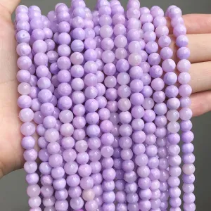 Natural Stone Purple Jades Beads Round Loose