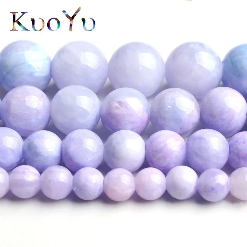 Natural Stone Purple Jades Beads Round Loose