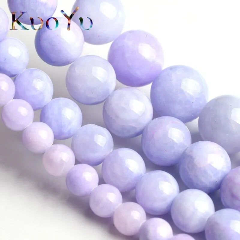 Natural Stone Purple Jades Beads Round Loose