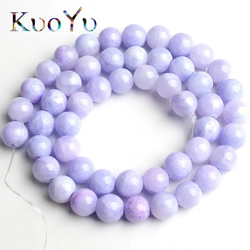 Natural Stone Purple Jades Beads Round Loose