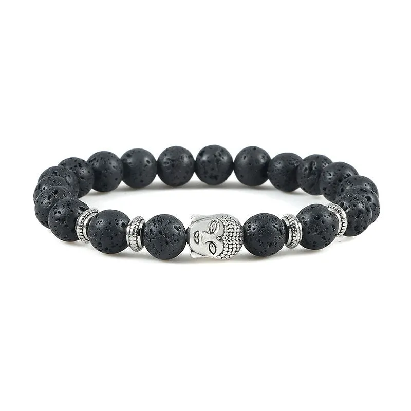 Natural Tiger Eye Black Lava Stone Bracelet for Men
