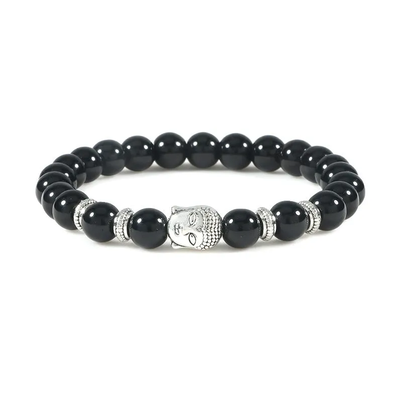 Natural Tiger Eye Black Lava Stone Bracelet for Men