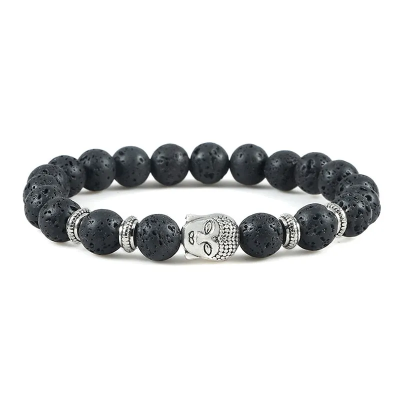 Natural Tiger Eye Black Lava Stone Bracelet for Men