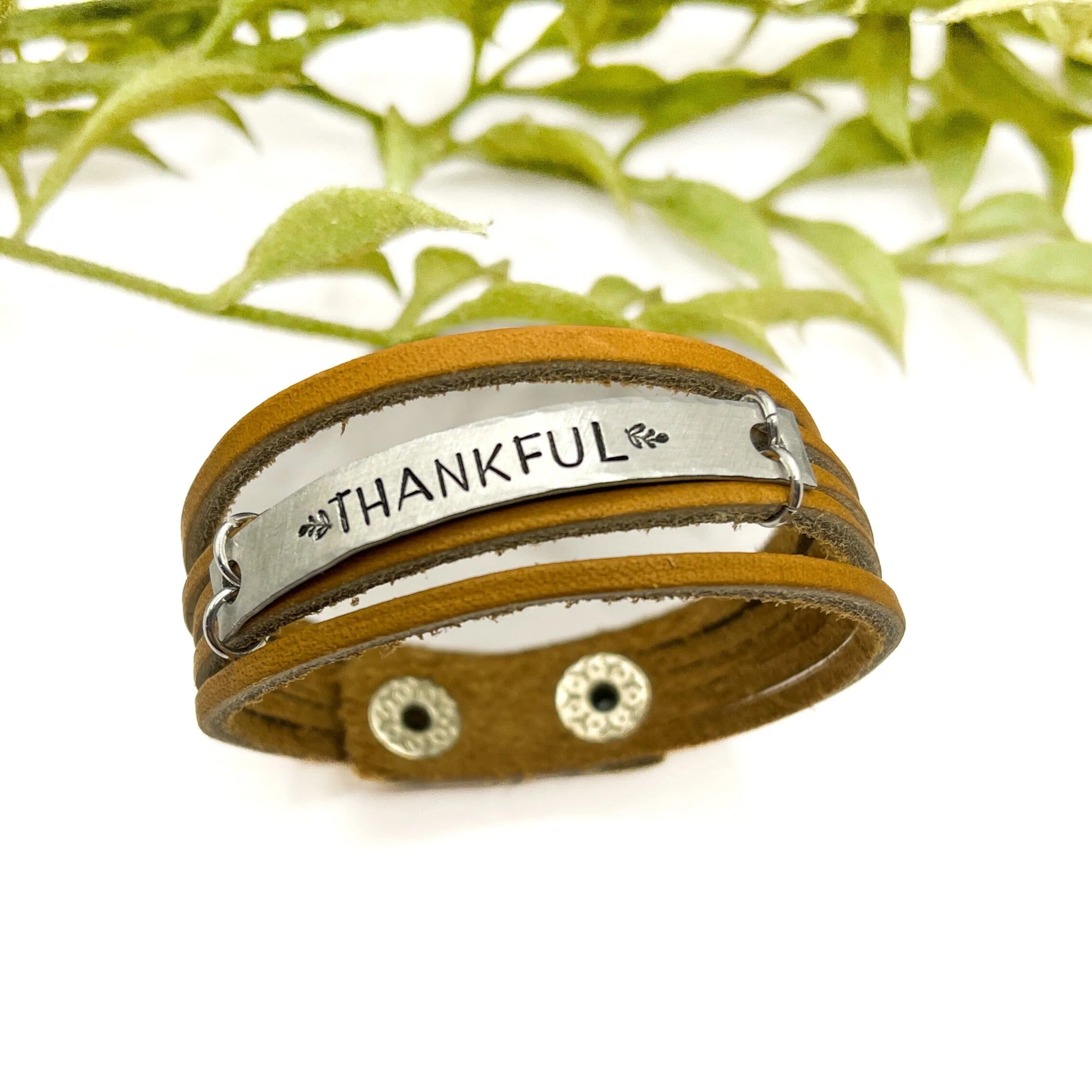 New! Camel Brown MiNi Wrap | 10 Phrases | Leather Bracelet | Women Teens | Adjustable