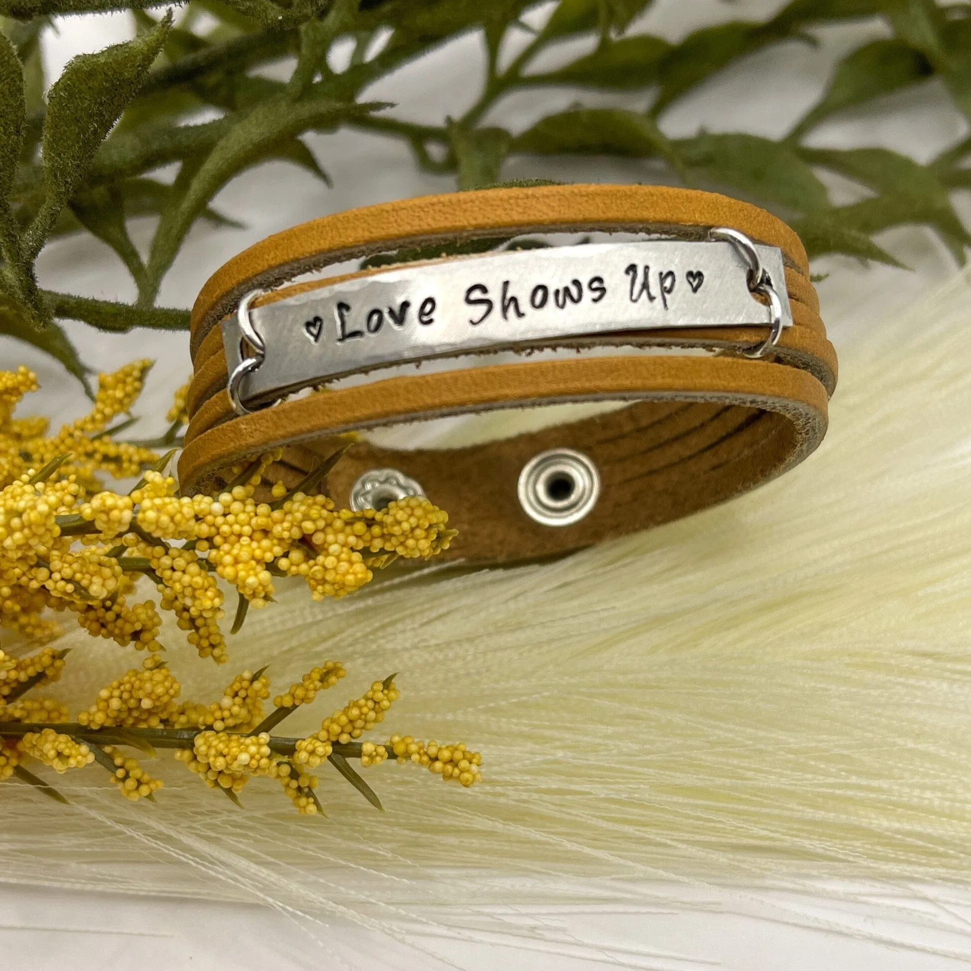 New! Camel Brown MiNi Wrap | 10 Phrases | Leather Bracelet | Women Teens | Adjustable