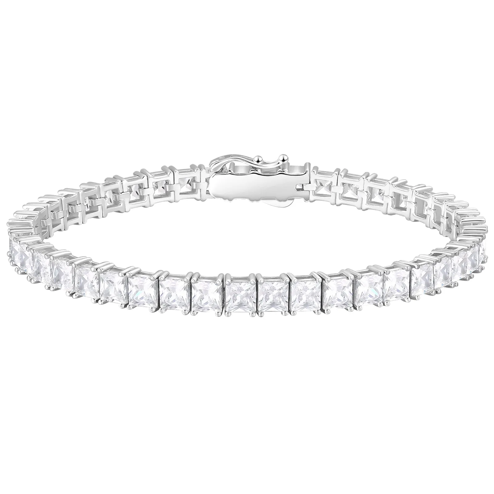 【NEW】4mm S925 Princess Cut Square Tennis Bracelet