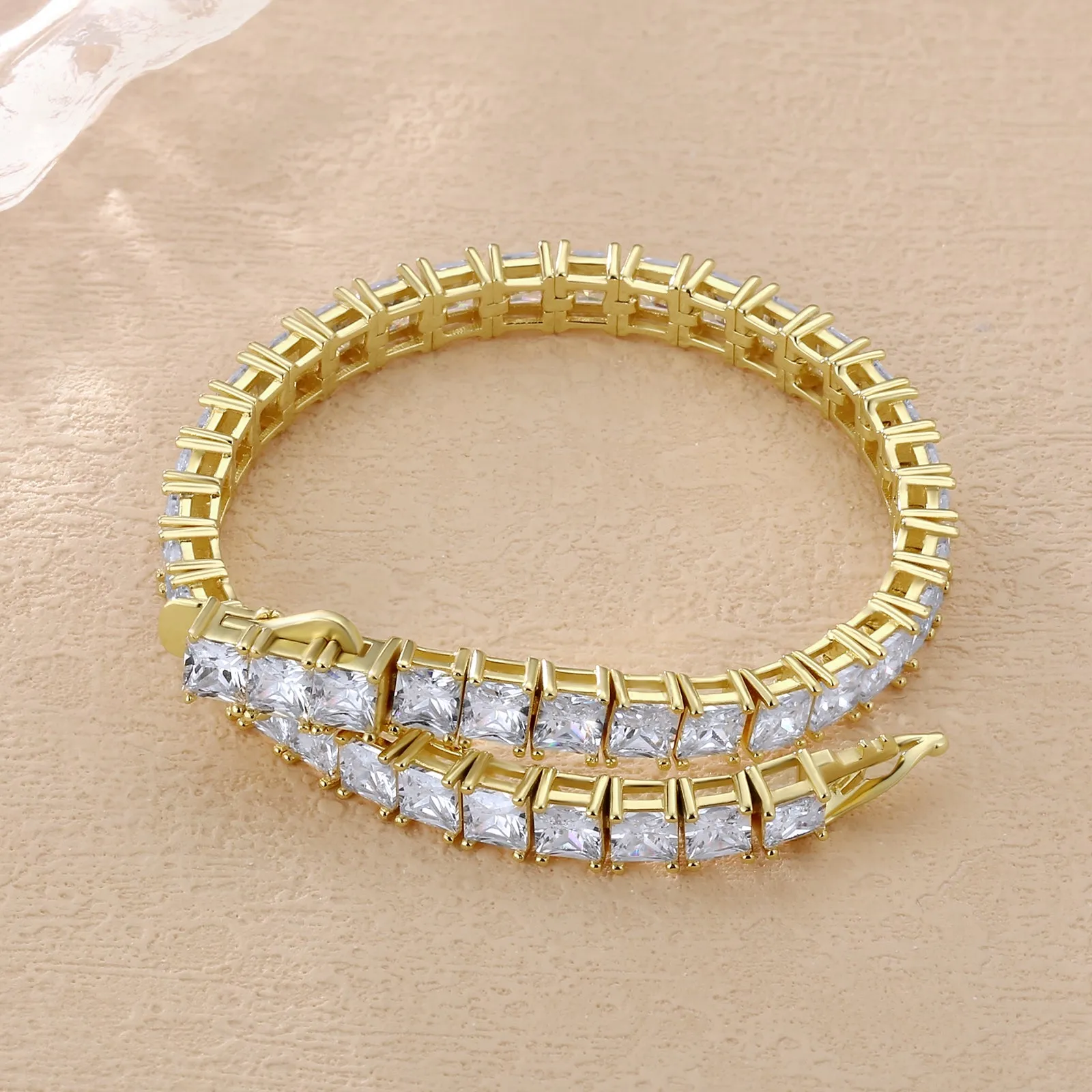 【NEW】4mm S925 Princess Cut Square Tennis Bracelet
