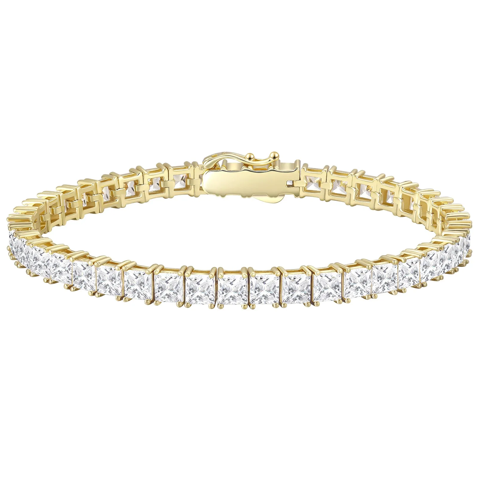 【NEW】4mm S925 Princess Cut Square Tennis Bracelet