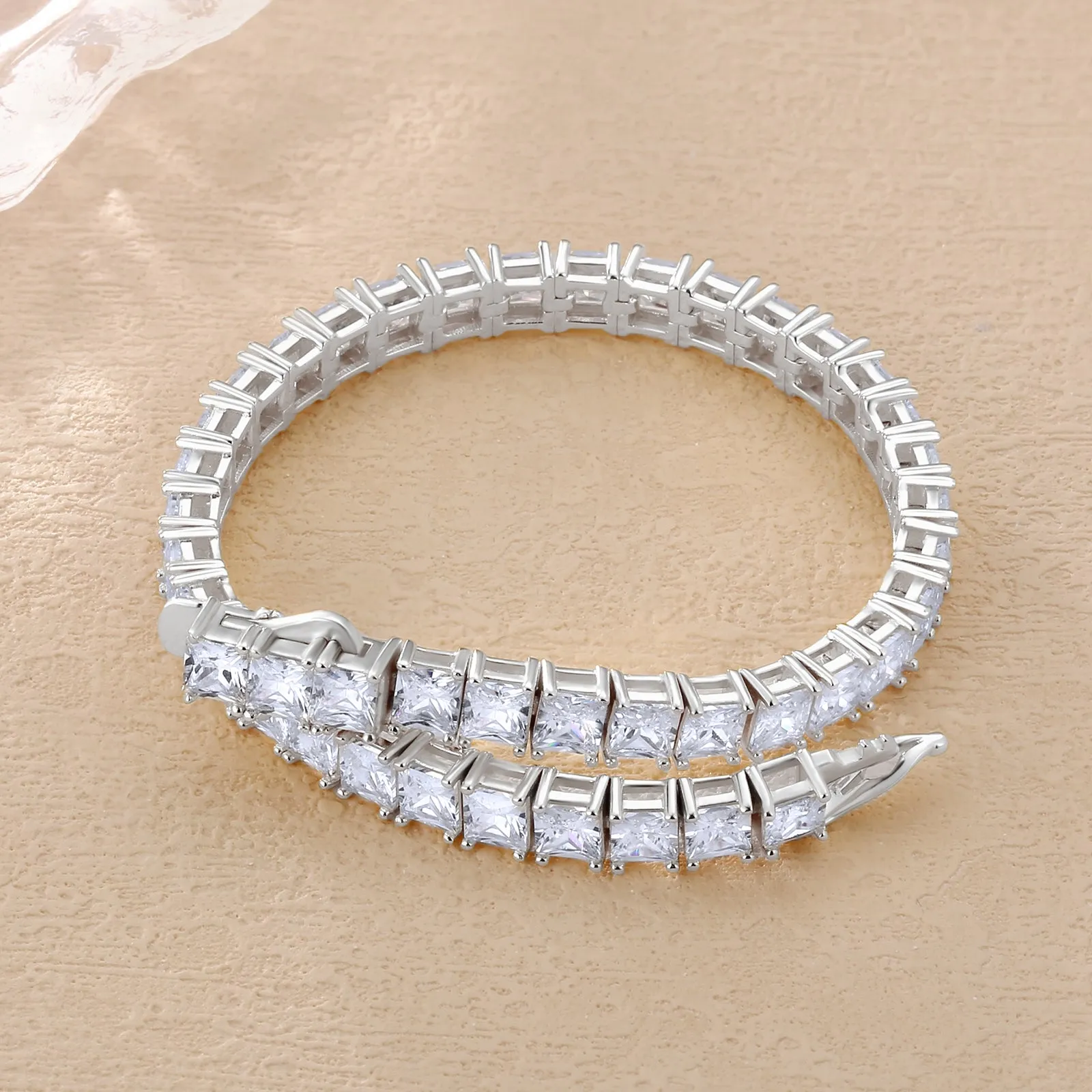 【NEW】4mm S925 Princess Cut Square Tennis Bracelet