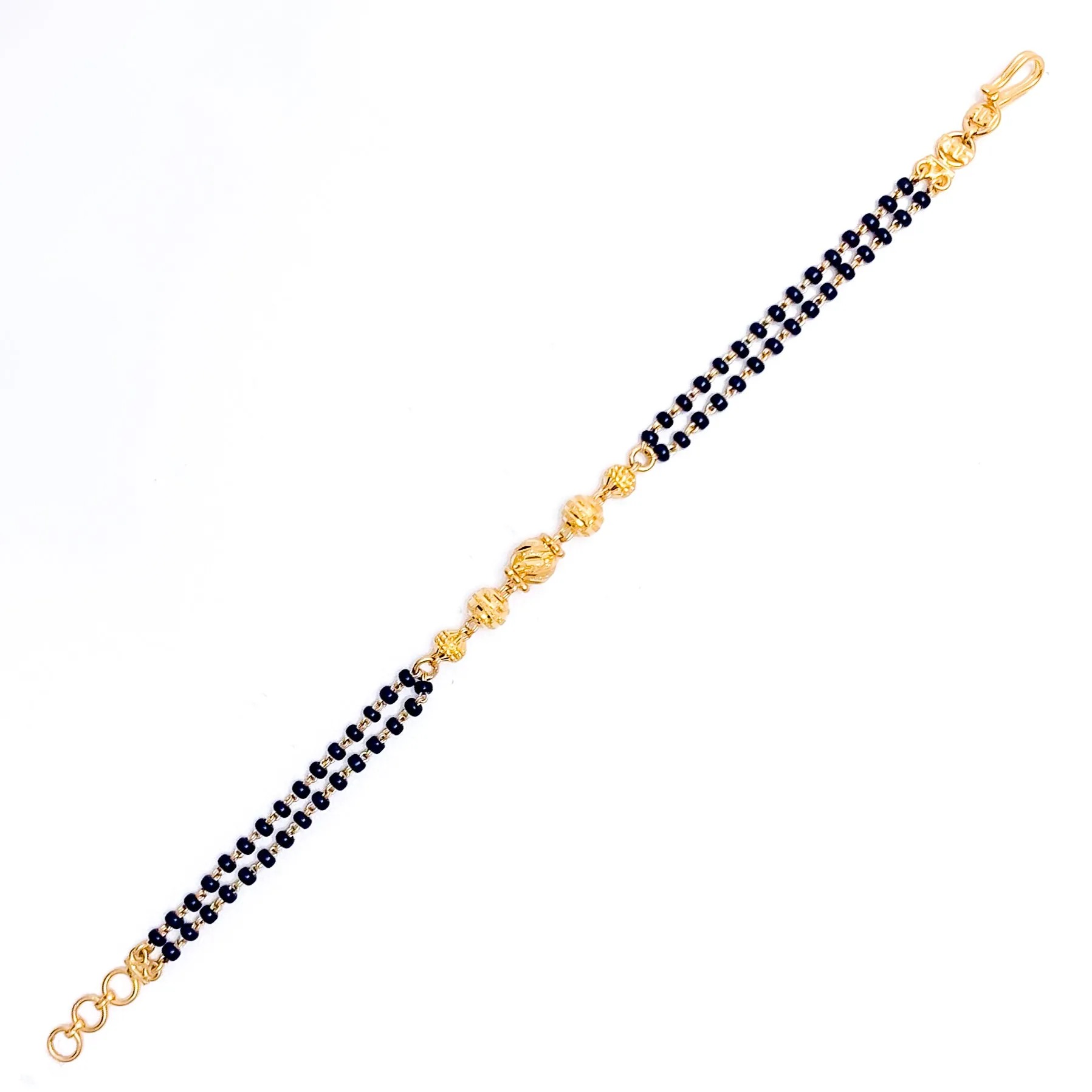 Noble Beaded 22k Gold Black Bead Bracelet