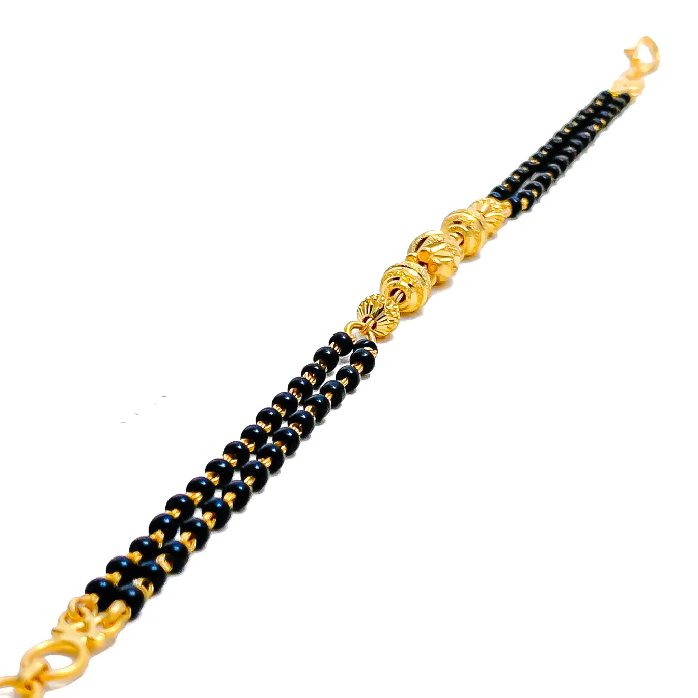 Noble Beaded 22k Gold Black Bead Bracelet