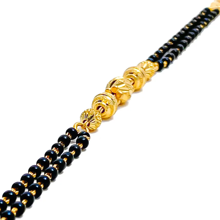 Noble Beaded 22k Gold Black Bead Bracelet