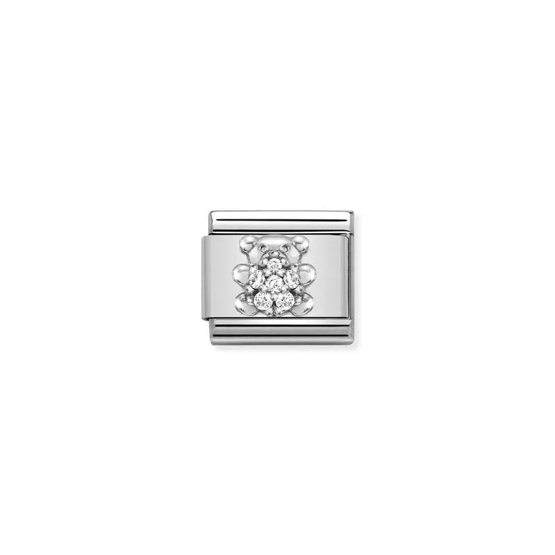 Nomination Composable Link Teddy, Cubic Zirconia, Silver