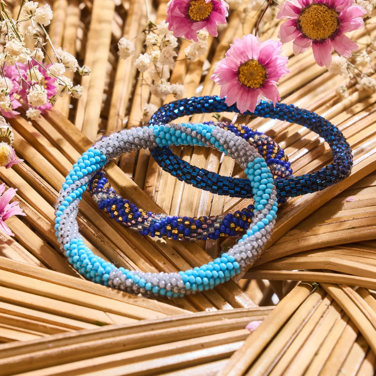 Ocean Pewter | Himalayan Glass Bead Bracelet