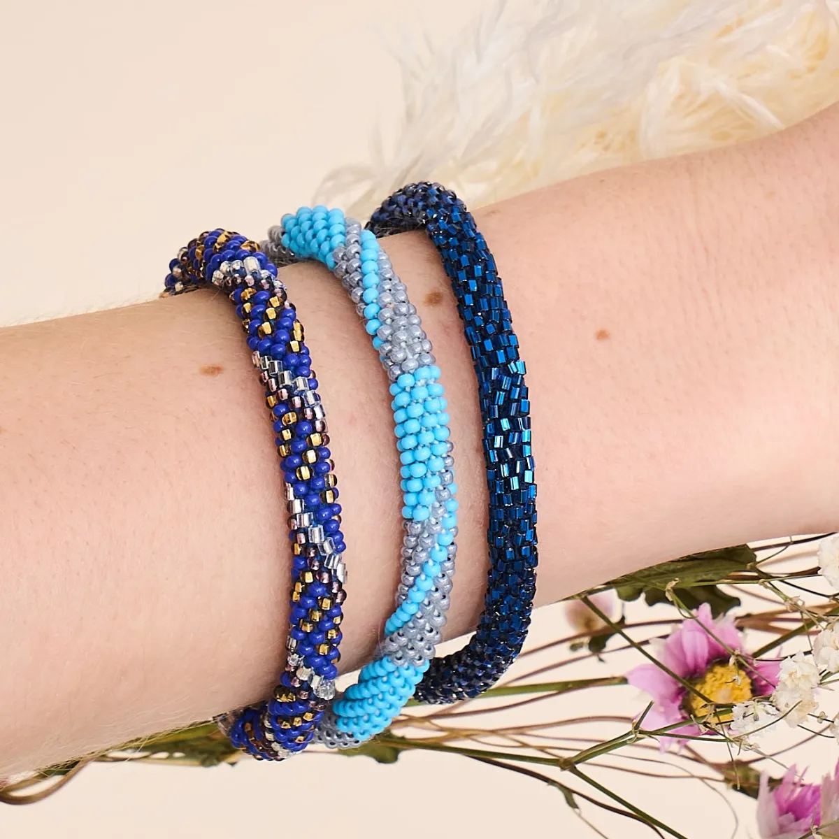 Ocean Pewter | Himalayan Glass Bead Bracelet