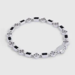 Onyx Gemstone Clover Bracelet (Silver)