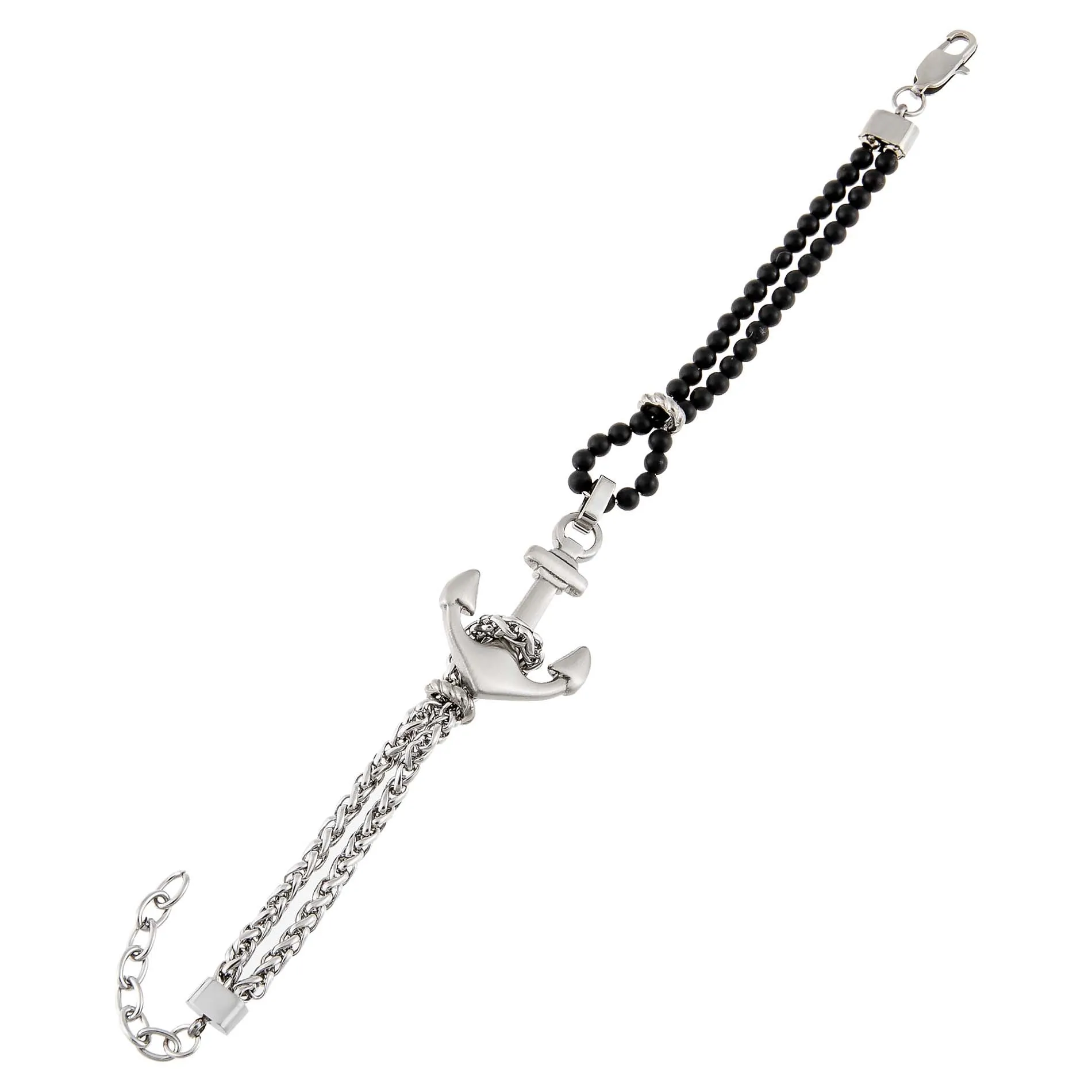 Onyx Steel X Bead Anchor Bracelet