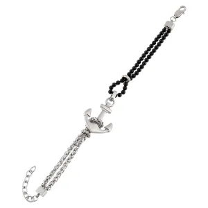 Onyx Steel X Bead Anchor Bracelet