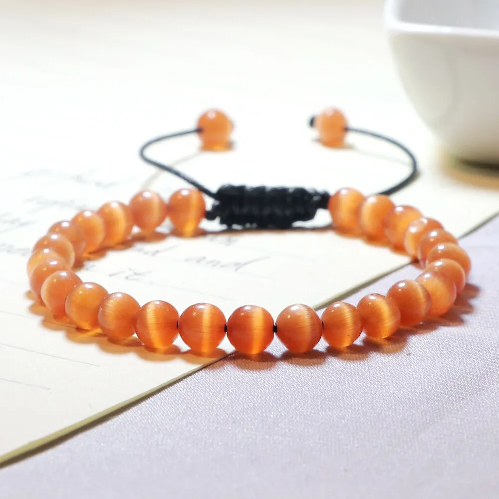 Opal Beads Bracelets Smooth Cat Eye Quartz Chakra