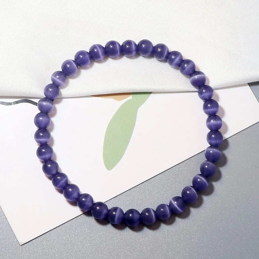 Opal Beads Bracelets Smooth Cat Eye Quartz Chakra