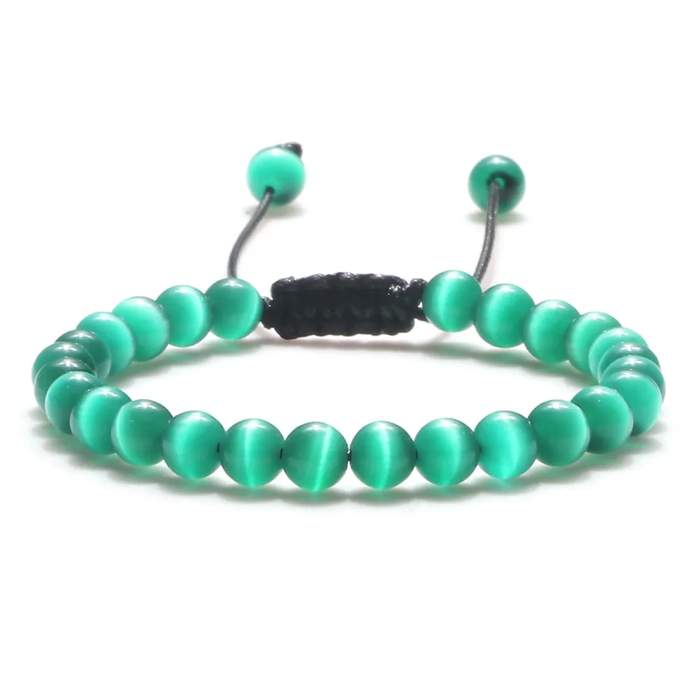 Opal Beads Bracelets Smooth Cat Eye Quartz Chakra