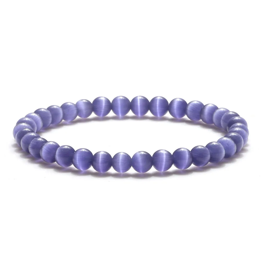 Opal Beads Bracelets Smooth Cat Eye Quartz Chakra