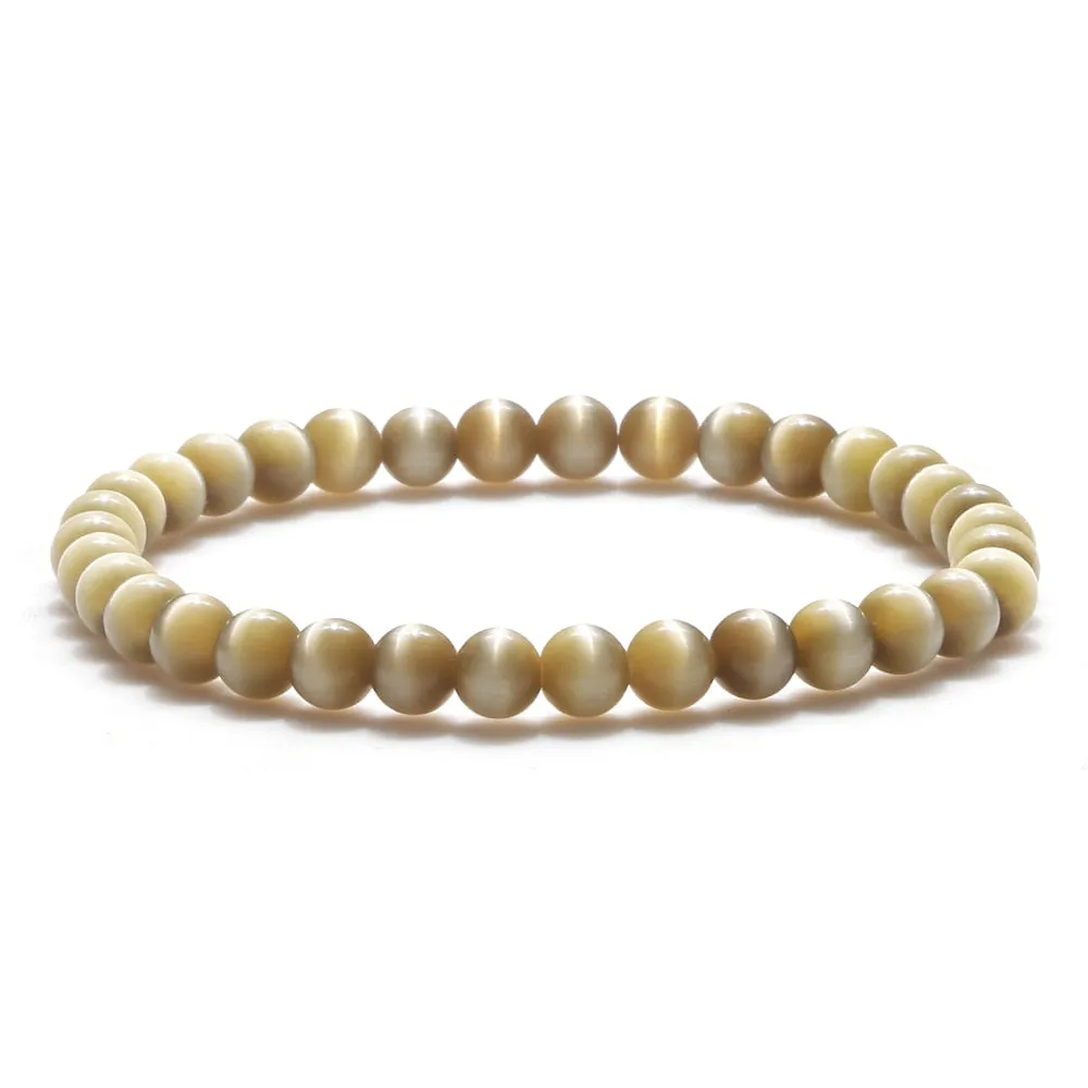 Opal Beads Bracelets Smooth Cat Eye Quartz Chakra
